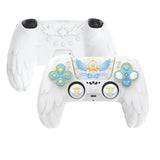 PlayVital Magic Wings Protective Silicone Cover Skin for PS5 Controller – Soft Anti-Slip Grip Protector Case for PS5 Controller with Thumbstick Caps & Themed Stickers, Charging Station Compatible - White - YLEPFP002