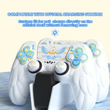 PlayVital Magic Wings Protective Silicone Cover Skin for PS5 Controller – Soft Anti-Slip Grip Protector Case for PS5 Controller with Thumbstick Caps & Themed Stickers, Charging Station Compatible - White - YLEPFP002