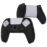 PlayVital Mecha Edition Black Ergonomic Soft Controller Silicone Case Grips for PS5 Controller, Rubber Protector Skins with Thumbstick Caps for PS5 Controller – Compatible with Charging Station - JGPF001