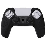 PlayVital Mecha Edition Black Ergonomic Soft Controller Silicone Case Grips for PS5 Controller, Rubber Protector Skins with Thumbstick Caps for PS5 Controller – Compatible with Charging Station - JGPF001