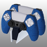 PlayVital Mecha Edition Blue Ergonomic Soft Controller Silicone Case Grips for PS5 Controller, Rubber Protector Skins with Thumbstick Caps for PS5 Controller - Compatible with Charging Station - JGPF005