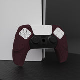 PlayVital Mecha Edition Wine Red Ergonomic Soft Controller Silicone Case Grips for PS5 Controller, Rubber Protector Skins with Thumbstick Caps for PS5 Controller - Compatible with Charging Station - JGPF006