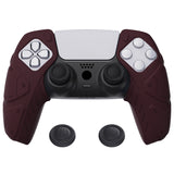 PlayVital Mecha Edition Wine Red Ergonomic Soft Controller Silicone Case Grips for PS5 Controller, Rubber Protector Skins with Thumbstick Caps for PS5 Controller - Compatible with Charging Station - JGPF006