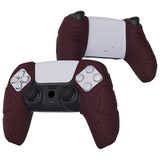 PlayVital Mecha Edition Wine Red Ergonomic Soft Controller Silicone Case Grips for PS5 Controller, Rubber Protector Skins with Thumbstick Caps for PS5 Controller - Compatible with Charging Station - JGPF006