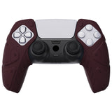 PlayVital Mecha Edition Wine Red Ergonomic Soft Controller Silicone Case Grips for PS5 Controller, Rubber Protector Skins with Thumbstick Caps for PS5 Controller - Compatible with Charging Station - JGPF006