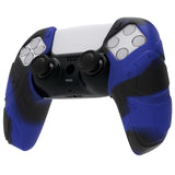 PlayVital Mecha Edition Blue & Black Ergonomic Soft Controller Silicone Case Grips for PS5 Controller, Rubber Protector Skins with Thumbstick Caps for PS5 Controller - Compatible with Charging Station - JGPF012