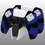 PlayVital Mecha Edition Blue & Black Ergonomic Soft Controller Silicone Case Grips for PS5 Controller, Rubber Protector Skins with Thumbstick Caps for PS5 Controller - Compatible with Charging Station - JGPF012