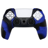 PlayVital Mecha Edition Blue & Black Ergonomic Soft Controller Silicone Case Grips for PS5 Controller, Rubber Protector Skins with Thumbstick Caps for PS5 Controller - Compatible with Charging Station - JGPF012