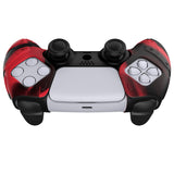 PlayVital Mecha Edition Red & Black Ergonomic Soft Controller Silicone Case Grips for PS5 Controller, Rubber Protector Skins with Thumbstick Caps for PS5 Controller - Compatible with Charging Station - JGPF011