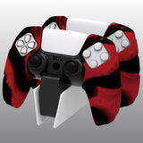 PlayVital Mecha Edition Red & Black Ergonomic Soft Controller Silicone Case Grips for PS5 Controller, Rubber Protector Skins with Thumbstick Caps for PS5 Controller - Compatible with Charging Station - JGPF011