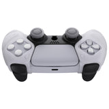 PlayVital Mecha Edition Clear White Ergonomic Soft Controller Silicone Case Grips for PS5 Controller, Rubber Protector Skins with Thumbstick Caps for PS5 Controller - Compatible with Charging Station - JGPF010