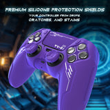 PlayVital Mecha Edition Silicone Cover Compatible with ps5 Controller with 2 Joystick Caps and 6 Stickers, Shockproof Non-Slip Grip Protector Accessories, Fits for ps5 Charging Station - Purple - KKBPFP003