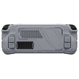 PlayVital Mecha Protective Case for Steam Deck – Anti-Slip Silicone Grip Cover for Steam Deck OLED & LCD, Shockproof Shell with Back Button Enhancement Set & Thumb Grips & Stickers - Gray - JAGSDP004