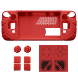 PlayVital Mecha Protective Case for Steam Deck – Anti-Slip Silicone Grip Cover for Steam Deck OLED & LCD, Shockproof Shell with Back Button Enhancement Set & Thumb Grips & Stickers - Red - JAGSDP003