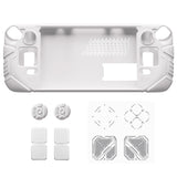 PlayVital Mecha Protective Case for Steam Deck – Anti-Slip Silicone Grip Cover for Steam Deck OLED & LCD, Shockproof Shell with Back Button Enhancement Set & Thumb Grips & Stickers - White - JAGSDP002