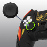 PlayVital Mecha Rhino Silicone Cover for PS5 Controller with Thumb Grips & Stickers, Anti-Slip Controller Grip Skin Accessories Compatible with PS5 Charging Station - Black & Caution Red - HZAPFP002