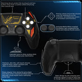 PlayVital Mecha Rhino Silicone Cover for PS5 Controller with Thumb Grips & Stickers, Anti-Slip Controller Grip Skin Accessories Compatible with PS5 Charging Station - Black & Caution Red - HZAPFP002