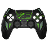 PlayVital Mecha Rhino Silicone Cover for PS5 Controller with Thumb Grips & Stickers, Anti-Slip Controller Grip Skin Accessories Compatible with PS5 Charging Station - Black & Green - HZAPFP001