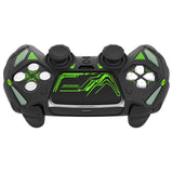 PlayVital Mecha Rhino Silicone Cover for PS5 Controller with Thumb Grips & Stickers, Anti-Slip Controller Grip Skin Accessories Compatible with PS5 Charging Station - Black & Green - HZAPFP001