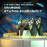 PlayVital Mecha Rhino Silicone Cover for PS5 Controller with Thumb Grips & Stickers, Anti-Slip Controller Grip Skin Accessories Compatible with PS5 Charging Station - Black & Green - HZAPFP001