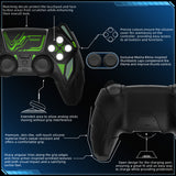 PlayVital Mecha Rhino Silicone Cover for PS5 Controller with Thumb Grips & Stickers, Anti-Slip Controller Grip Skin Accessories Compatible with PS5 Charging Station - Black & Green - HZAPFP001