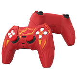 PlayVital Mecha Rhino Silicone Cover for PS5 Controller with Thumb Grips & Stickers, Anti-Slip Controller Grip Skin Accessories Compatible with PS5 Charging Station - Maple Red & Brick Red - HZAPFP004
