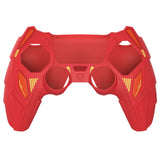PlayVital Mecha Rhino Silicone Cover for PS5 Controller with Thumb Grips & Stickers, Anti-Slip Controller Grip Skin Accessories Compatible with PS5 Charging Station - Maple Red & Brick Red - HZAPFP004