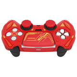 PlayVital Mecha Rhino Silicone Cover for PS5 Controller with Thumb Grips & Stickers, Anti-Slip Controller Grip Skin Accessories Compatible with PS5 Charging Station - Maple Red & Brick Red - HZAPFP004