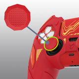 PlayVital Mecha Rhino Silicone Cover for PS5 Controller with Thumb Grips & Stickers, Anti-Slip Controller Grip Skin Accessories Compatible with PS5 Charging Station - Maple Red & Brick Red - HZAPFP004