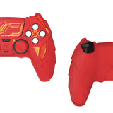 PlayVital Mecha Rhino Silicone Cover for PS5 Controller with Thumb Grips & Stickers, Anti-Slip Controller Grip Skin Accessories Compatible with PS5 Charging Station - Maple Red & Brick Red - HZAPFP004