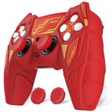 PlayVital Mecha Rhino Silicone Cover for PS5 Controller with Thumb Grips & Stickers, Anti-Slip Controller Grip Skin Accessories Compatible with PS5 Charging Station - Maple Red & Brick Red - HZAPFP004