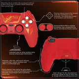 PlayVital Mecha Rhino Silicone Cover for PS5 Controller with Thumb Grips & Stickers, Anti-Slip Controller Grip Skin Accessories Compatible with PS5 Charging Station - Maple Red & Brick Red - HZAPFP004