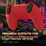 PlayVital Mecha Rhino Silicone Cover for PS5 Controller with Thumb Grips & Stickers, Anti-Slip Controller Grip Skin Accessories Compatible with PS5 Charging Station - Maple Red & Brick Red - HZAPFP004