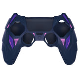 PlayVital Mecha Rhino Silicone Cover for PS5 Controller with Thumb Grips & Stickers, Anti-Slip Controller Grip Skin Accessories Compatible with PS5 Charging Station - Midnight Blue & Purple - HZAPFP005