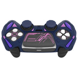 PlayVital Mecha Rhino Silicone Cover for PS5 Controller with Thumb Grips & Stickers, Anti-Slip Controller Grip Skin Accessories Compatible with PS5 Charging Station - Midnight Blue & Purple - HZAPFP005