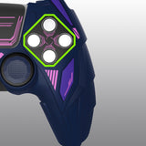 PlayVital Mecha Rhino Silicone Cover for PS5 Controller with Thumb Grips & Stickers, Anti-Slip Controller Grip Skin Accessories Compatible with PS5 Charging Station - Midnight Blue & Purple - HZAPFP005