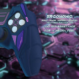 PlayVital Mecha Rhino Silicone Cover for PS5 Controller with Thumb Grips & Stickers, Anti-Slip Controller Grip Skin Accessories Compatible with PS5 Charging Station - Midnight Blue & Purple - HZAPFP005