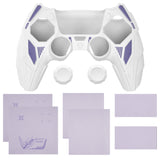 PlayVital Mecha Rhino Silicone Cover for PS5 Controller with Thumb Grips & Stickers, Anti-Slip Controller Grip Skin Accessories Compatible with PS5 Charging Station - White & Light Violet - HZAPFP003