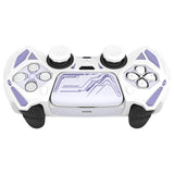 PlayVital Mecha Rhino Silicone Cover for PS5 Controller with Thumb Grips & Stickers, Anti-Slip Controller Grip Skin Accessories Compatible with PS5 Charging Station - White & Light Violet - HZAPFP003