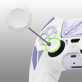 PlayVital Mecha Rhino Silicone Cover for PS5 Controller with Thumb Grips & Stickers, Anti-Slip Controller Grip Skin Accessories Compatible with PS5 Charging Station - White & Light Violet - HZAPFP003