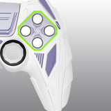 PlayVital Mecha Rhino Silicone Cover for PS5 Controller with Thumb Grips & Stickers, Anti-Slip Controller Grip Skin Accessories Compatible with PS5 Charging Station - White & Light Violet - HZAPFP003