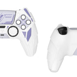 PlayVital Mecha Rhino Silicone Cover for PS5 Controller with Thumb Grips & Stickers, Anti-Slip Controller Grip Skin Accessories Compatible with PS5 Charging Station - White & Light Violet - HZAPFP003