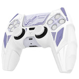 PlayVital Mecha Rhino Silicone Cover for PS5 Controller with Thumb Grips & Stickers, Anti-Slip Controller Grip Skin Accessories Compatible with PS5 Charging Station - White & Light Violet - HZAPFP003