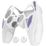 PlayVital Mecha Rhino Silicone Cover for PS5 Controller with Thumb Grips & Stickers, Anti-Slip Controller Grip Skin Accessories Compatible with PS5 Charging Station - White & Light Violet - HZAPFP003