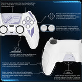 PlayVital Mecha Rhino Silicone Cover for PS5 Controller with Thumb Grips & Stickers, Anti-Slip Controller Grip Skin Accessories Compatible with PS5 Charging Station - White & Light Violet - HZAPFP003