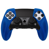 PlayVital Ninja Edition Anti-Slip Half-Covered Silicone Cover Skin for ps5 Edge Controller, Ergonomic Protector Soft Rubber Case for ps5 Edge Wireless Controller with Thumb Grip Caps - Blue - EYPFP008