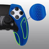 PlayVital Ninja Edition Anti-Slip Half-Covered Silicone Cover Skin for ps5 Edge Controller, Ergonomic Protector Soft Rubber Case for ps5 Edge Wireless Controller with Thumb Grip Caps - Blue - EYPFP008