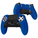 PlayVital Ninja Edition Anti-Slip Half-Covered Silicone Cover Skin for ps5 Edge Controller, Ergonomic Protector Soft Rubber Case for ps5 Edge Wireless Controller with Thumb Grip Caps - Blue - EYPFP008