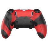 PlayVital Ninja Edition Anti-Slip Half-Covered Silicone Cover Skin for ps5 Edge Controller, Ergonomic Protector Soft Rubber Case for ps5 Edge Wireless Controller with Thumb Grip Caps - Red & Black - EYPFP016