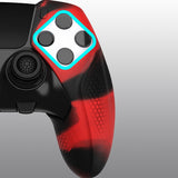PlayVital Ninja Edition Anti-Slip Half-Covered Silicone Cover Skin for ps5 Edge Controller, Ergonomic Protector Soft Rubber Case for ps5 Edge Wireless Controller with Thumb Grip Caps - Red & Black - EYPFP016
